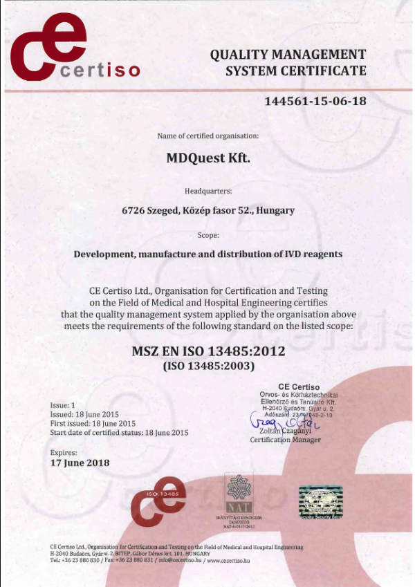 Successful ISO 13485 certification 